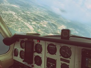 cockpit 1957 beechcraft airplane