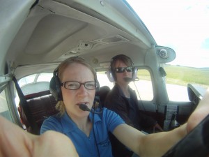 Sarah, my instructor and me messing with the GoPro camera at the hold short line.